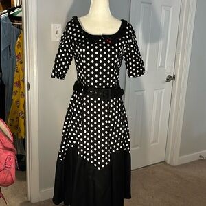 Elegant Black and White Polka Dot Dress